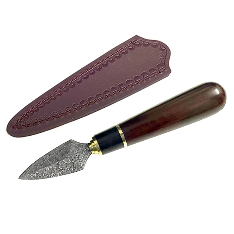 Swayboo Fixed Blade Damascus Steel Red Sandalwood Tea Knife  Cone Tea Needle White Tea Hand-opened Gift Case