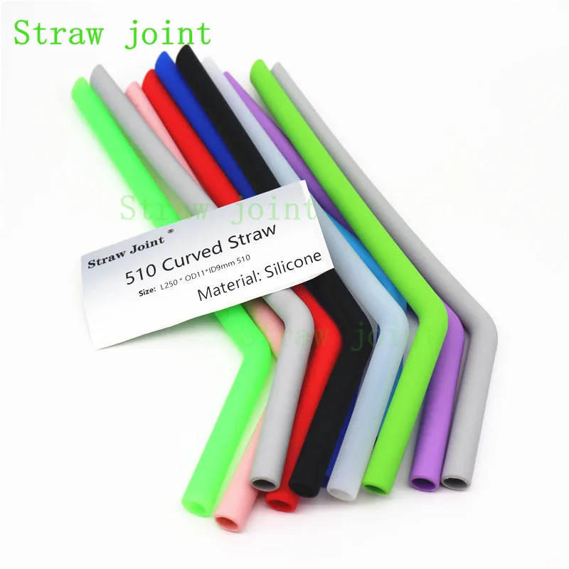 Straw Joint 10PCS 510 810 Drip TIP Straight Curved Random Colors Silicone Straws Color