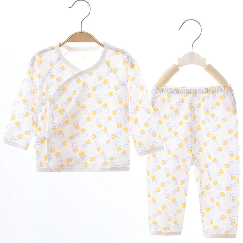 Baby Clothing Sets Cotton Summer Thin Type Long Sleeve Tops Pants Two Pieces 0-3 Months Unisex Boy Girl Newborn Clothes