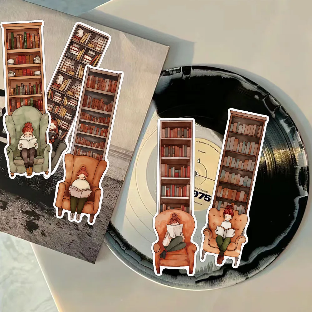 30Pcs Cartoon Girl Reading Series Simple Handheld Art Creative Material Ins Reading Paper Bookmark DIY Bookmarks