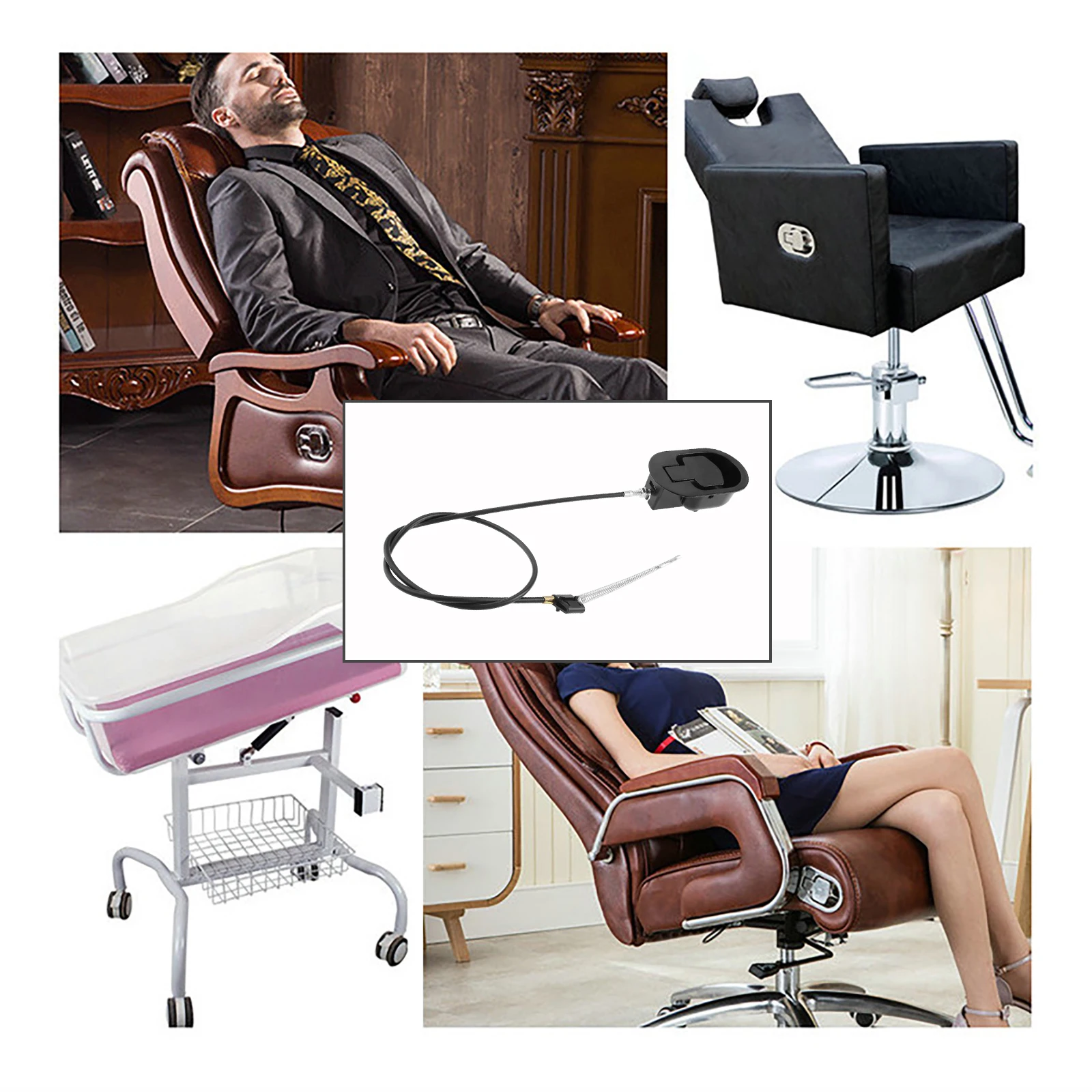 2セットのリクライニングチェアリリースプルハンドル交換部品、97cmケーブル、97cm-12cmスプリング付き、リクライニングソファ、リクライニングカウチ用