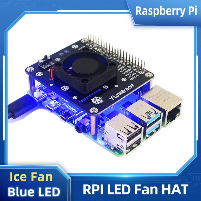 

Raspberry Pi 4 cooling fan hat GPIO expansion board with blue LED light for Raspberry Pi 4B 3B 3B 3A