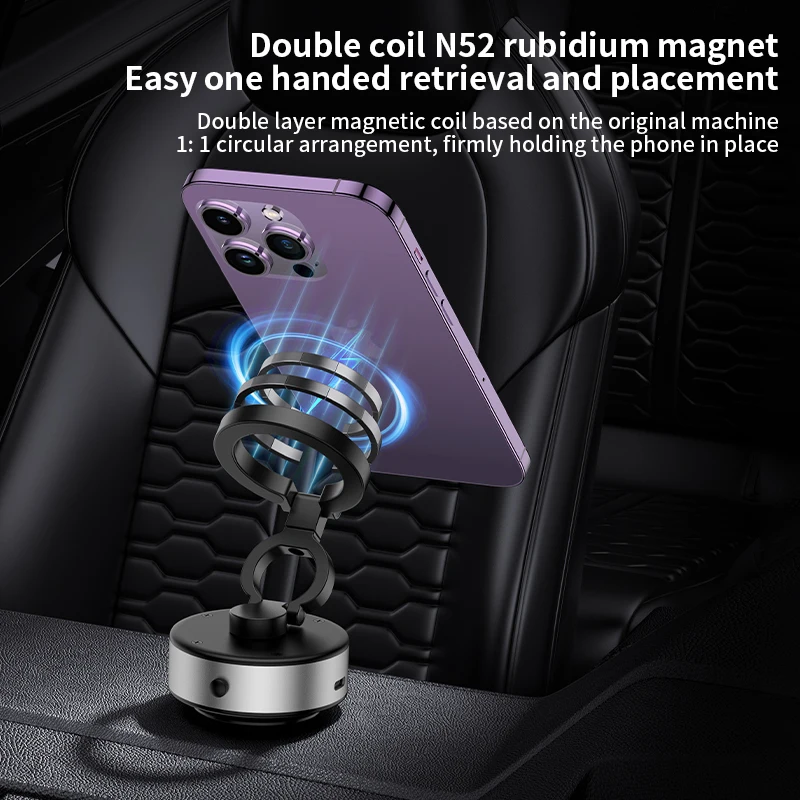 Upgraded Car Phone Holder Magnetic Suction Electric Vacuum Suction, Reusable, Freely Adjustable Angle,Foldable