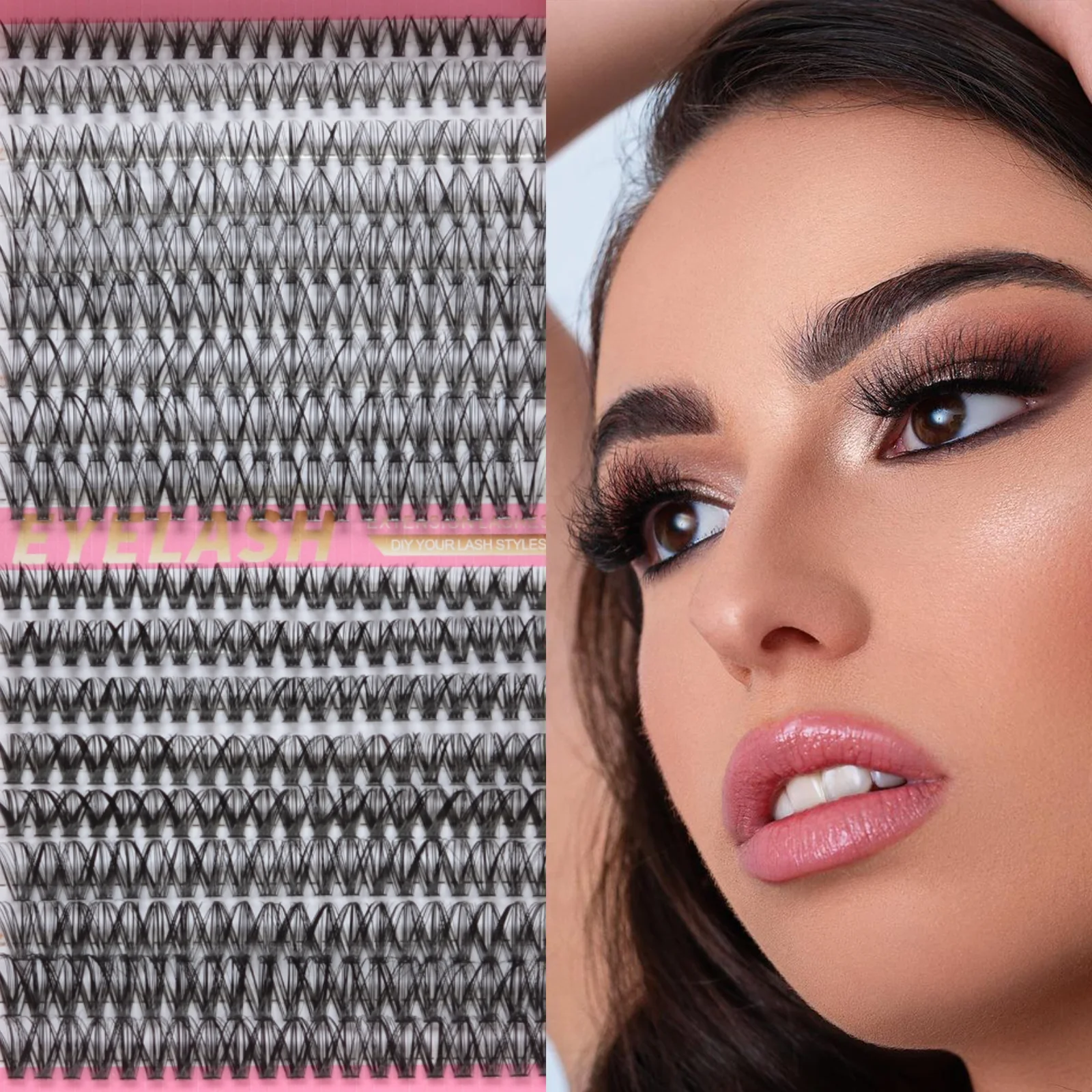 18rows Mix Clusters Eyelash With Bond and Tweezers Makeup Tools DIY Lashes Extension Kit for Lashes Waterproof Eyelash Set Thick
