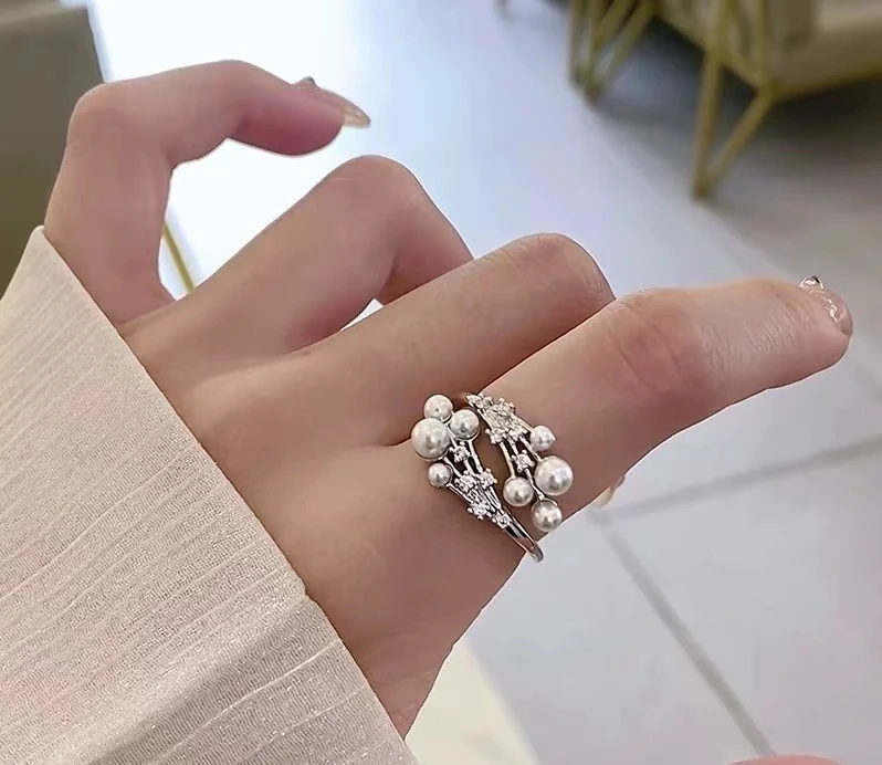 925 Sterling Silver Adjustable Ring Mount Settings Findings Mountings Accessory Parts Fittings for 3-4mm Pearls 5pcs/lot