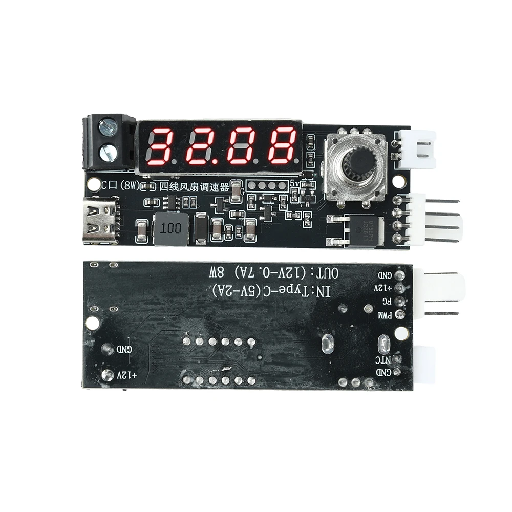 4-Draht-PWM-Lüftergeschwindigkeitsregler mit Digitalanzeige, Intelligente Temperaturgesteuerte Kühlung, 5V 12V Typ-C-Stromversorgung – Detail 11