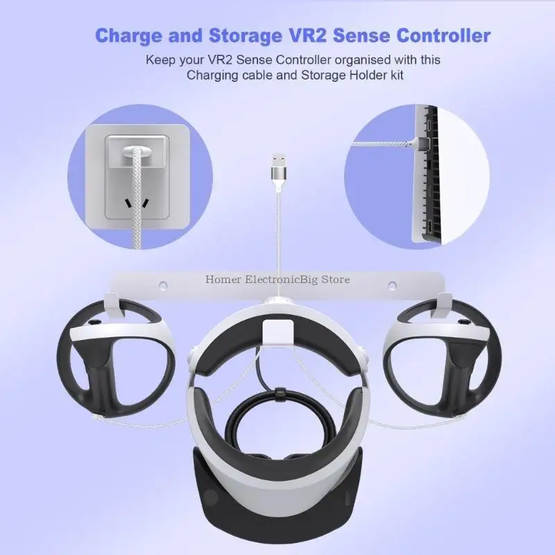 Headset Wall Mount for PS VR2 Headset Storage Rack Controller Display Holder