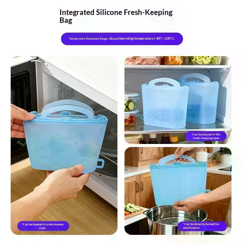 Freezer Bag 1000 1200 1500ml Self Sealing Leak Proof Reusable Fresh Keeping Bag For Picnic Food Cooling