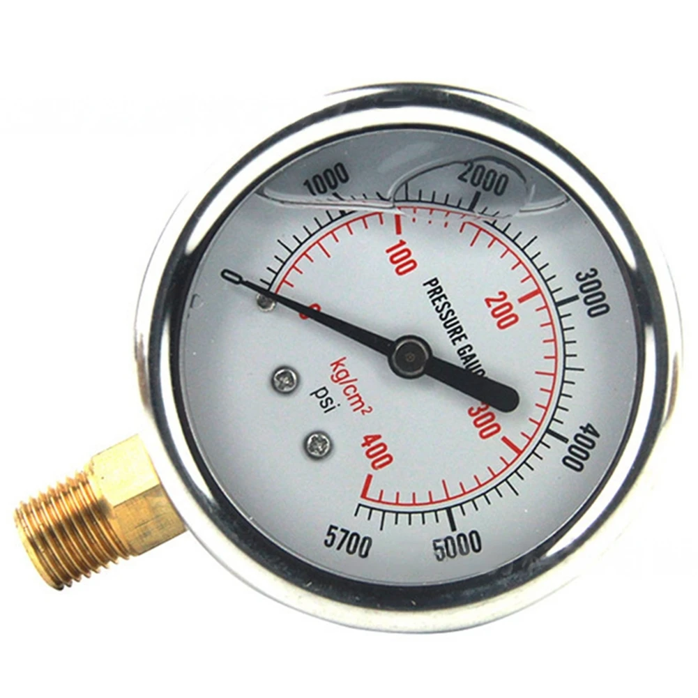 Glycerin Filled Stainless Steel Pressure Gauge with IP67 Rating Perfect for Hydraulics and HVAC Applications up to 5000 Psi