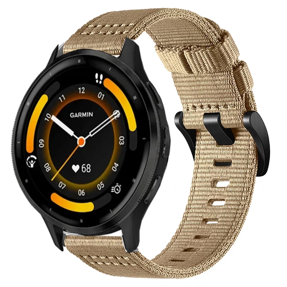 Vivoactive 4、Forerunner 570、47MM、265、255、Music 965、745、Venu 2、3対応 キャンバス製腕時計ストラップ/バンド 22mm