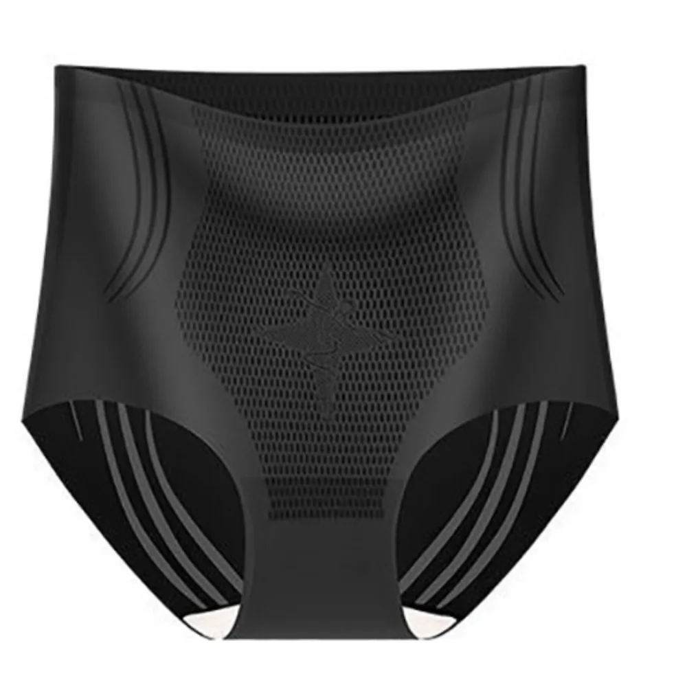 

Mid Waist Women Ice Silk Briefs Tummy Control Underwear Hip Lift Shaper Lingerie Cotton Crotch Seamless Shapewear Daily