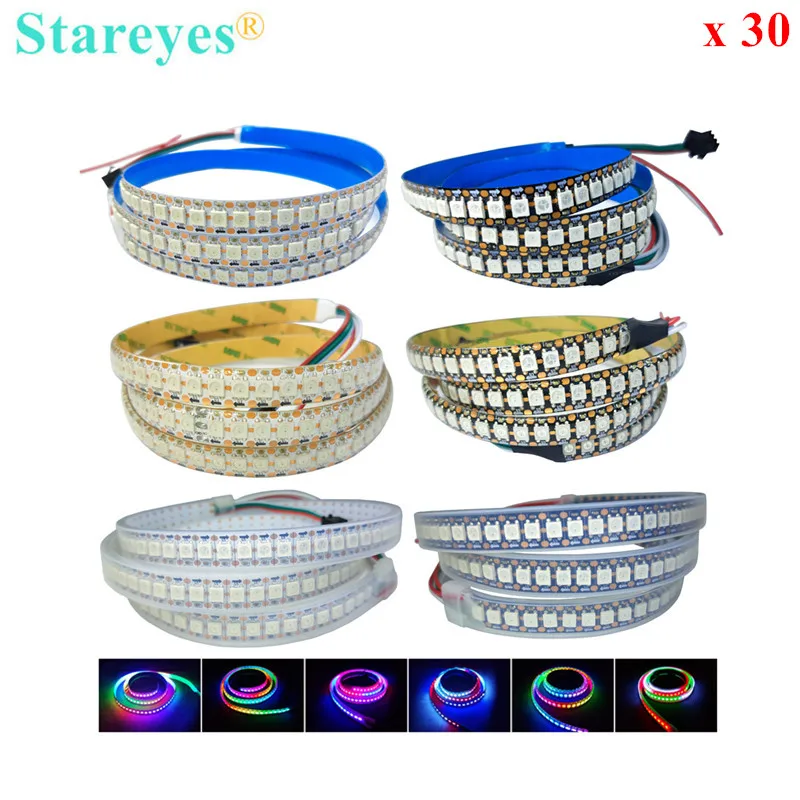 30 Pieces Magic color SMD 5050 1m WS2812B DC5V 144 LED/m RGB LED Strip Individually Addressable Digital IC Led Tape Rope Light