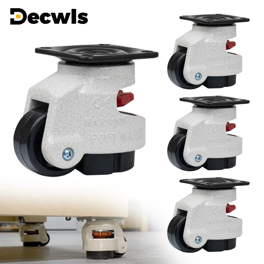 Retractable Leveling Casters, Telescopic Horizontal Adjustment Caster, Universal Anti-slip Wheel, for Vending, Workbench Machine