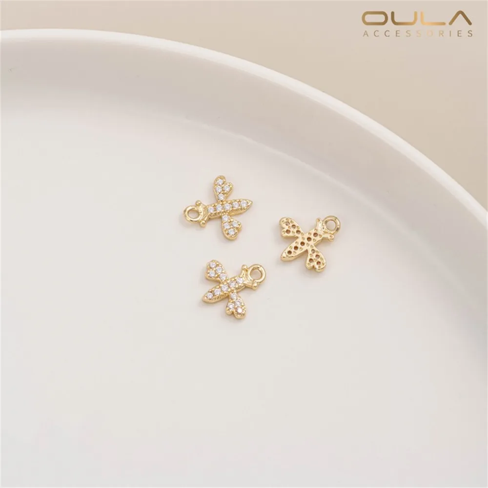 

14K Gold-plated Micro-inlaid Zircon Pendant Series Diy Pendants for Marine Creatures Such As Fish Tails Bees Butterflies and Cat
