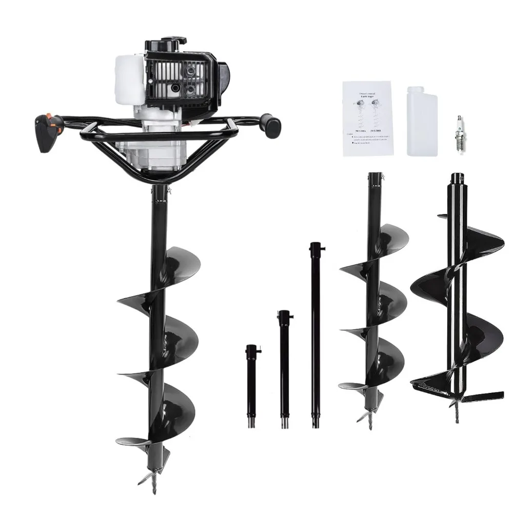 

HOUSE 52CC 1800 Вт Газовый шнек для земли, копач с 2 сверлами, 6 10 и 3 удлинителями 8 12 20, соотношение смешивания