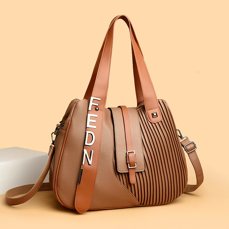 

High Quality Soft Leather Shoulder Bags Luxury Handbag Women Bag Designer Fashion Female High-capacity Tote Messenger Handbags