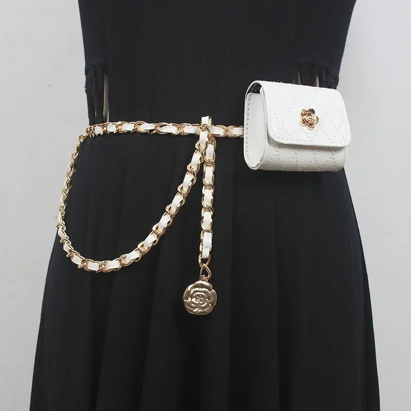 

Женская модная сумка-цепочка из искусственной кожи с камелией, пояса, женское платье, корсеты, пояс, ремни, украшение для сумки