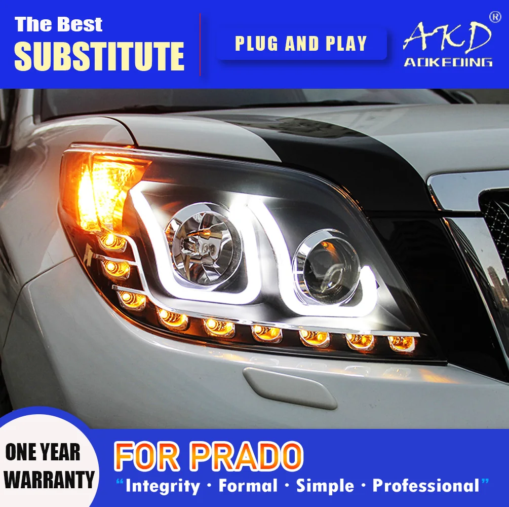 

AKD Head Lamp for Toyota Prado LED Headlight 2010-2013 Headlights Prado DRL Turn Signal High Beam Angel Eye Projector Lens