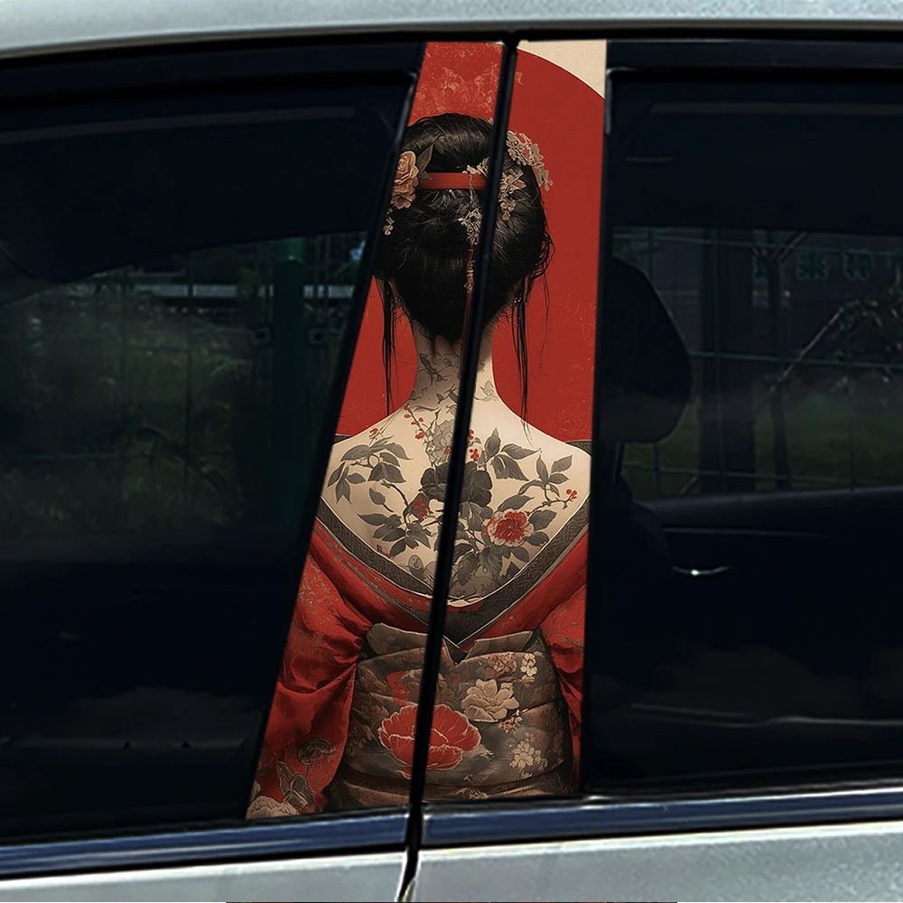 1/2pcs Sexy Female samurai Car Center Pillar Sticker B Pillar Protective Film Decoration view 6