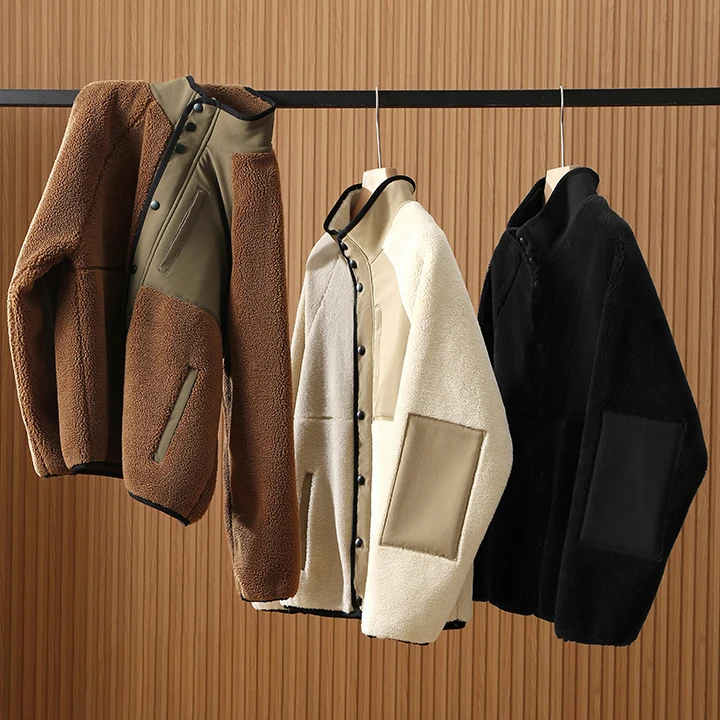 

Ele Italian Sle Couples Jaet High-End Faux Fur eepskin Velvet Windproof Warm Outerwear Cleanfit Loose Fit Regular L...
