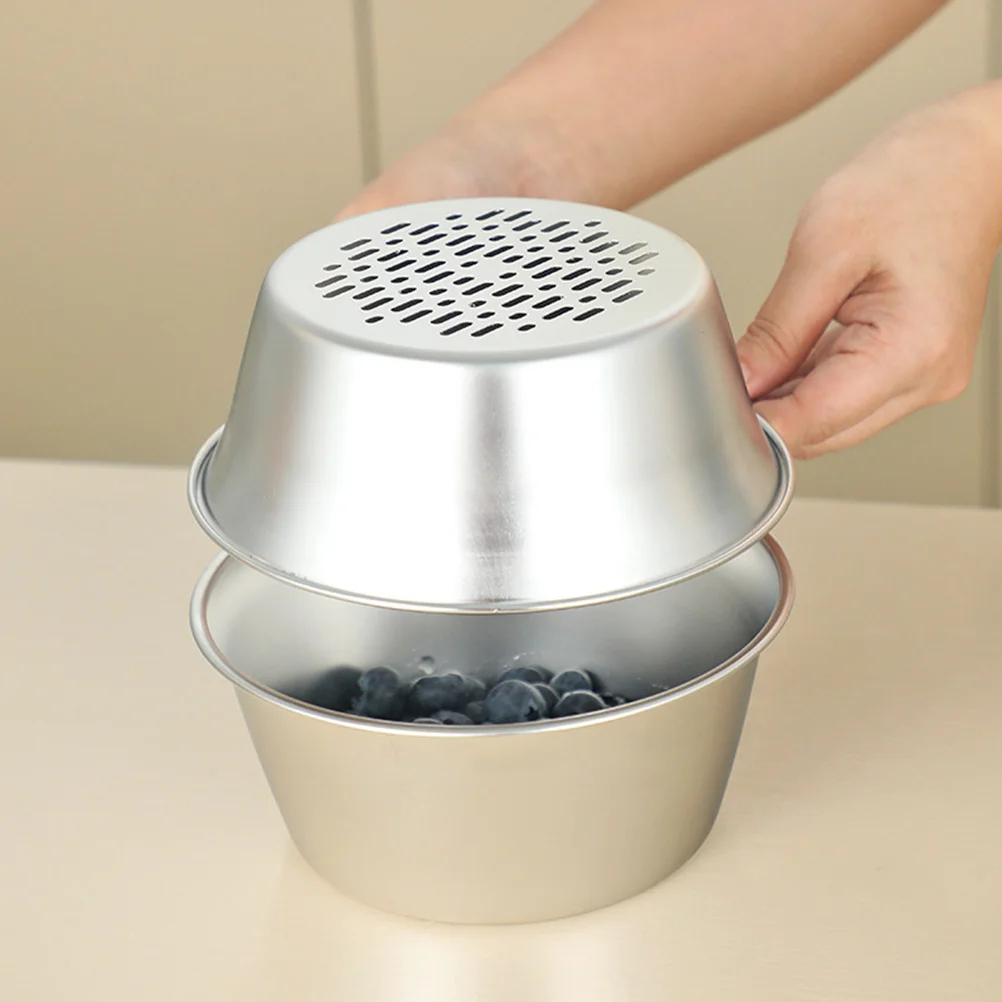 

1Set Rice Washing Bowl Stainless Steel Mesh Strainer Basket Vegetable Colander Household Kitchen Drainer Rice Washer Strainer