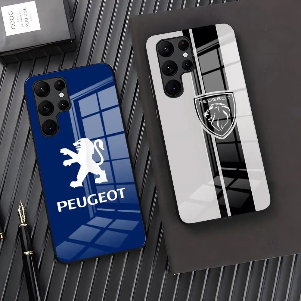 P-peugeotes custodia per telefono per Samsung S24 S23 S21 S20 A34 A54 A53 M54 Note 20 Ultra Plus 2024 Cover in vetro