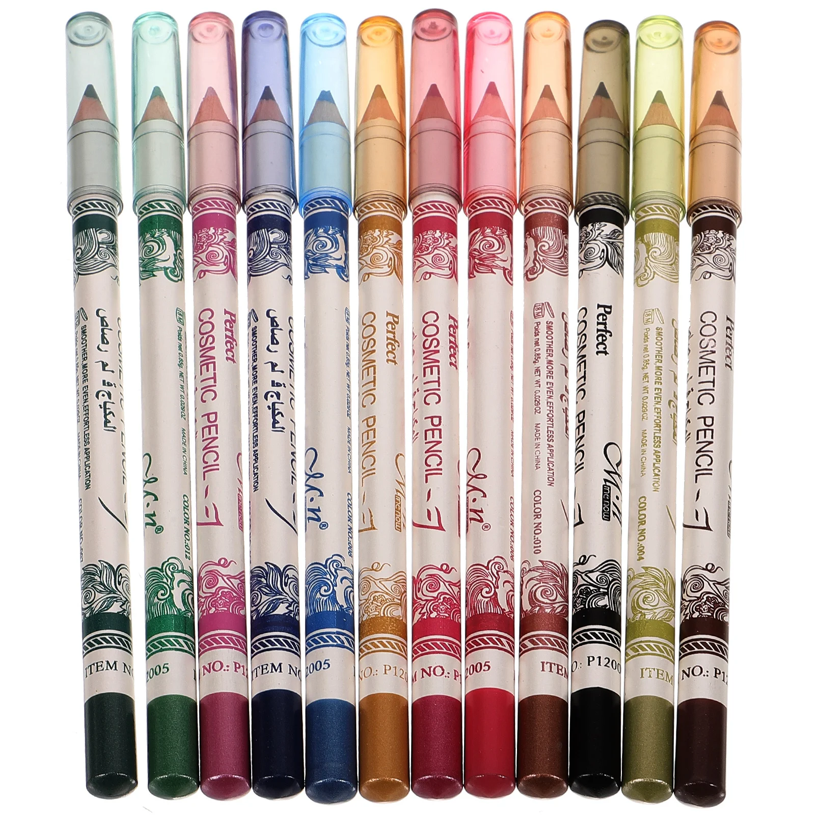 12개입 아이라이너 펜 3 in 1 방수 롱래스팅 메이크업 펜슬 세트 (눈, 입술, 눈썹 선을 위한 선명한 색상 키트)