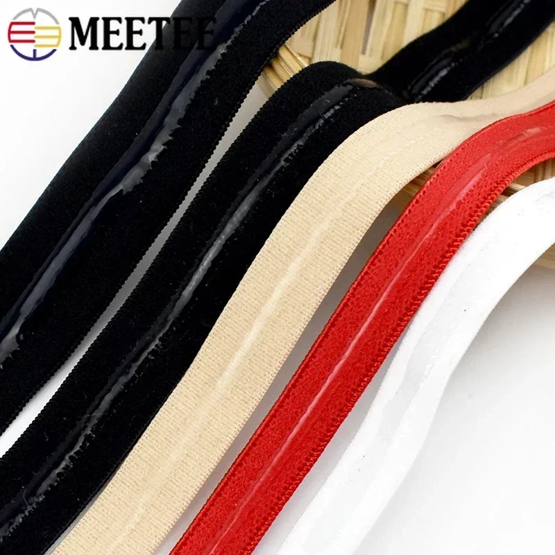 5/10/20M Meetee 8-25mm Silicone Elastic Band for Underwear Non-slip Ribbon Garment Rubber Webbing Tapes DIY Sewing Accessories