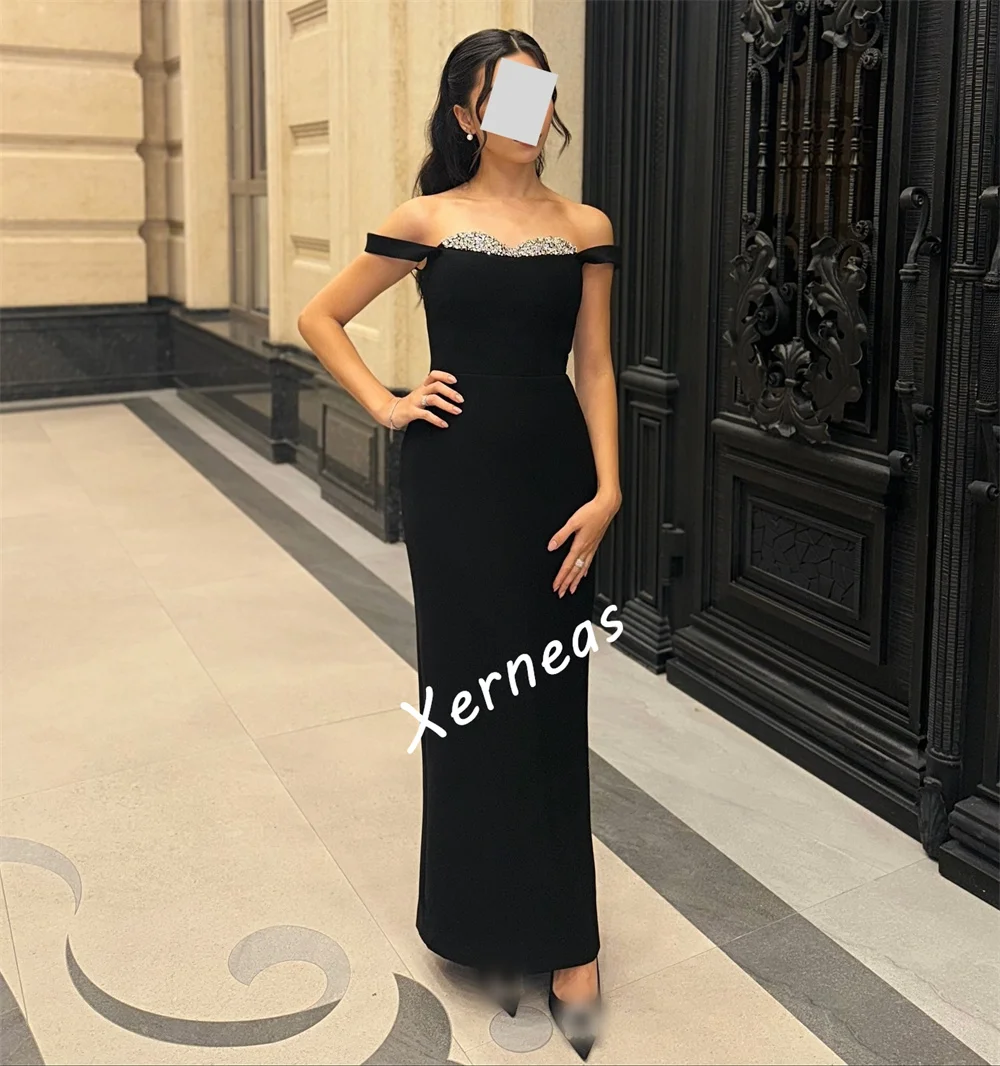 Vestidos de noite de luxo femininos personalizados glitter strass querida pescoço em linha reta midi vestidos sob medida ocasião elegante festa