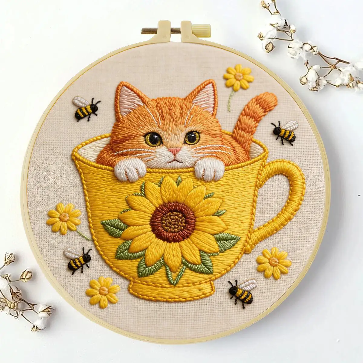 1 Stück 20X20CM/15X15CM 7,87/6,3 Zoll Fußball-Blumen-Stickerei-Starter-Kit DIY-Stickerei-Set Handarbeiten Malerei – Detail 2