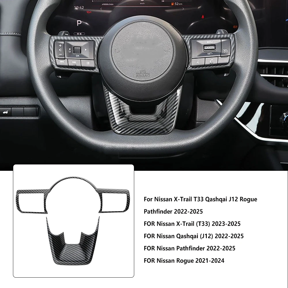 

Car Steering Wheel Covers Trim Sticker for Nissan X-Trail T33 2022-2025 Qashqai J12 Rogue 2021 2022 Car Styling Accessories