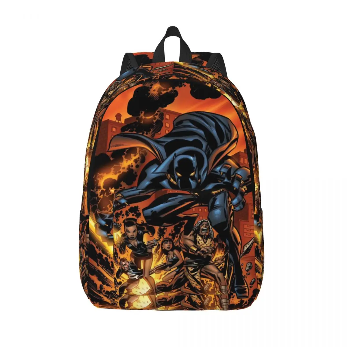 Custom The Black Panther Comic Wallpaper Canvas Backpack for Men Women Waterproof College School Bag Printing Bookbags