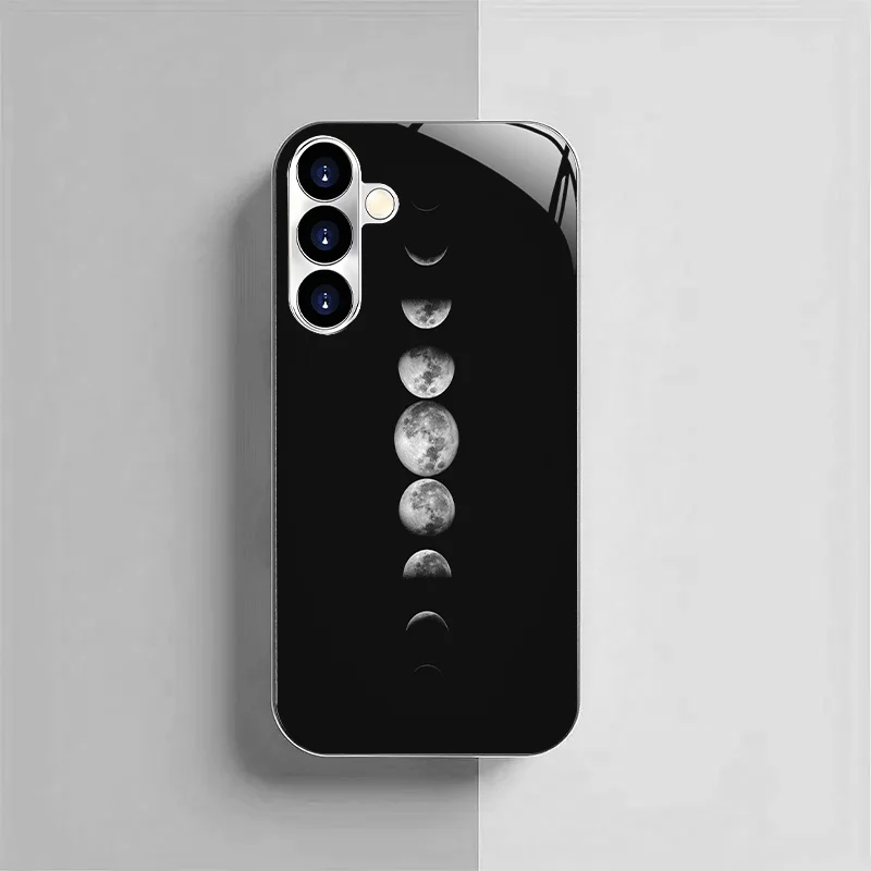 Minimalist solar system planet electroplated silver Phone Case for Samsung GalaxyS26 S25 S24 S23 S22 S20FE/Ultra/Plus drop Cover