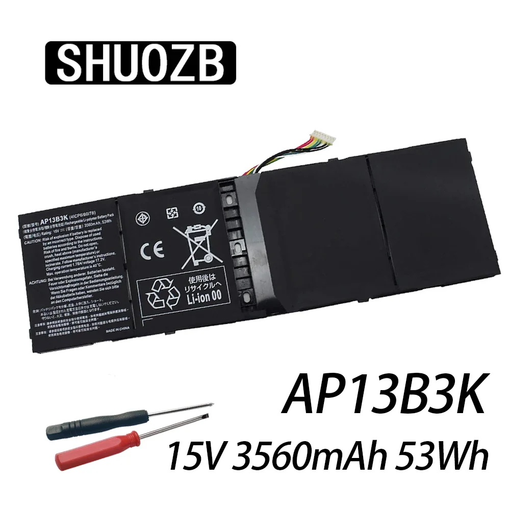 SHUOZB AP13B3K AP13B8K Laptop Battery For Acer Aspire V5 R7 V5-572G V5-573G V5-472G V5-473G V5-552G M5-583P V5-572P R7-571 53WH