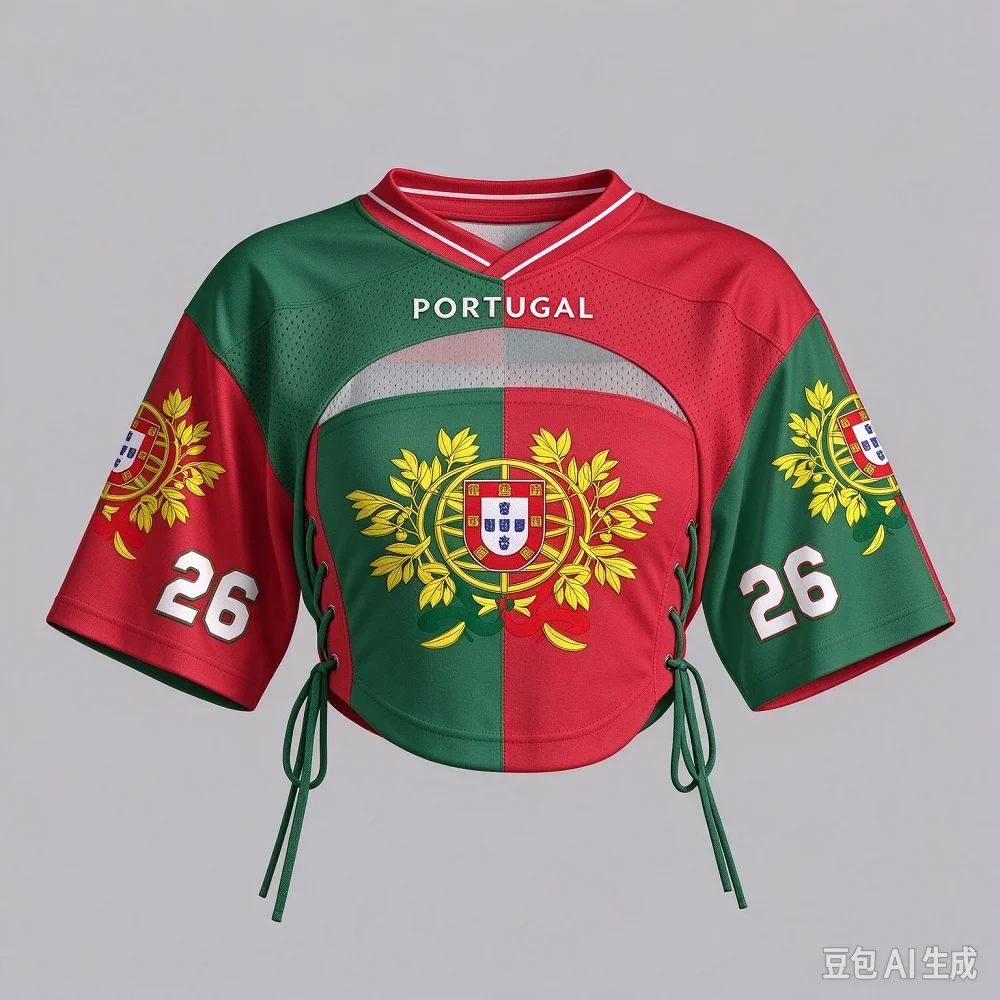 Portugal 07 Soccer Jersey Womens Round Neck Chest Wrapped T-shirt Mesh Tee Breathable Football Fan Casual Streetwear Top