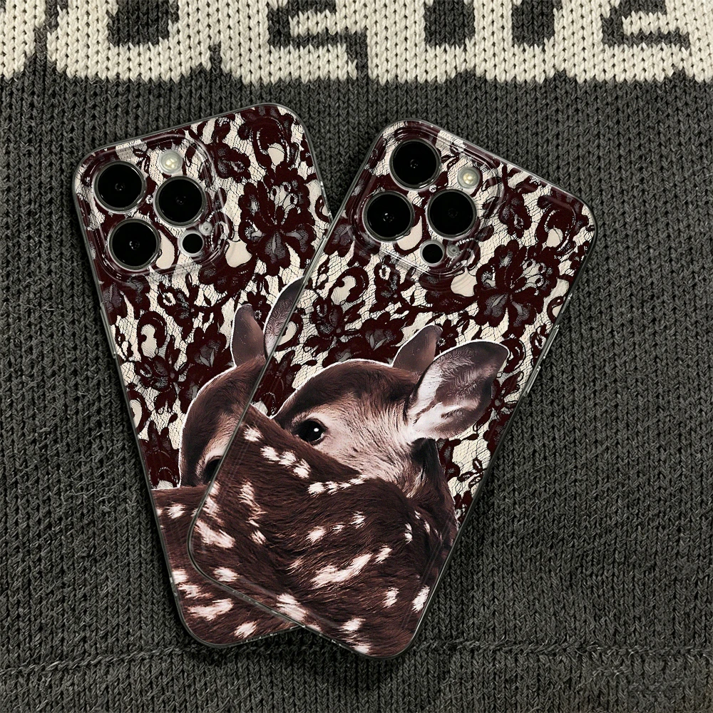 Vintage Pattern Deer Hot Sale Silicone Case For Iphone 12 13 17 11 15 Plus 16 14 Pro Max Popular Trend Phone Back Cover