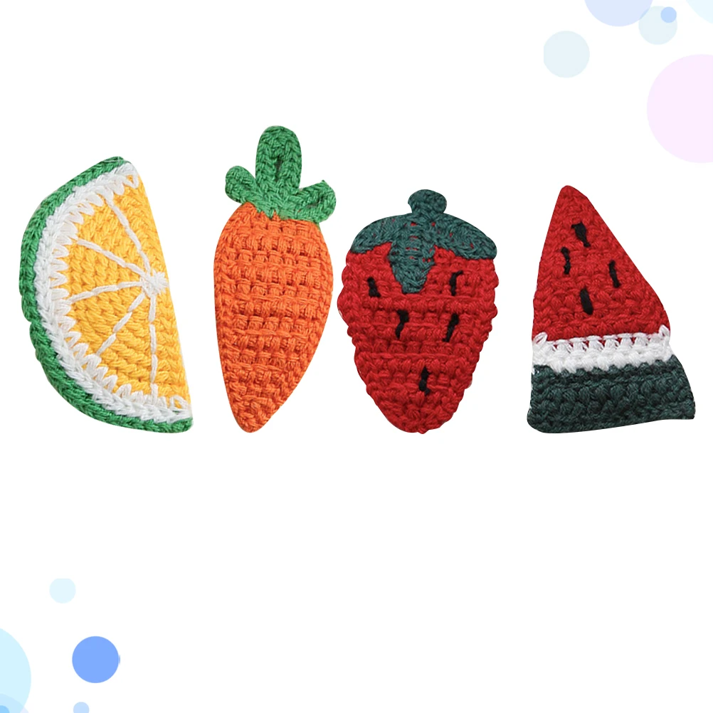 

4Pcs Strawberry Carrot Hair Clips Stylish Woolen Hairpins Kids Barrettes Durable Bobby Pins Hair Styling Accessories