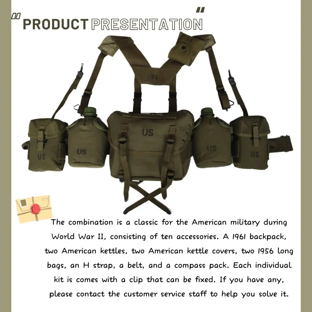 WWII WW2 M1956 Equipment Long Pouch Tactical Bag Replica WW2 US