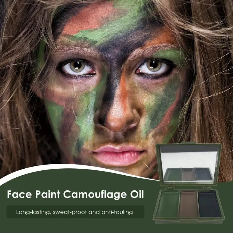 Hot Outdoor Ta-ctical Face Paint Oil Camouflage Three-color Box Set Mirror For Cs Military Fans ArmyTraining Travel Tools