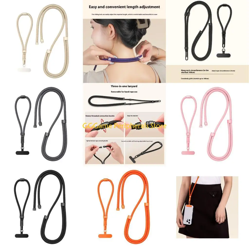 

U55B Multifunctional Phone Lanyard with Adjustable Length Wrist Strap Multifunction Adjustable Phone Neck Strap for Smartphones