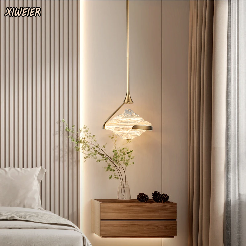 Minimal bedroom glass pendant lamp Modern simple designer Artistic creative study Nordic bedside pendant lamp