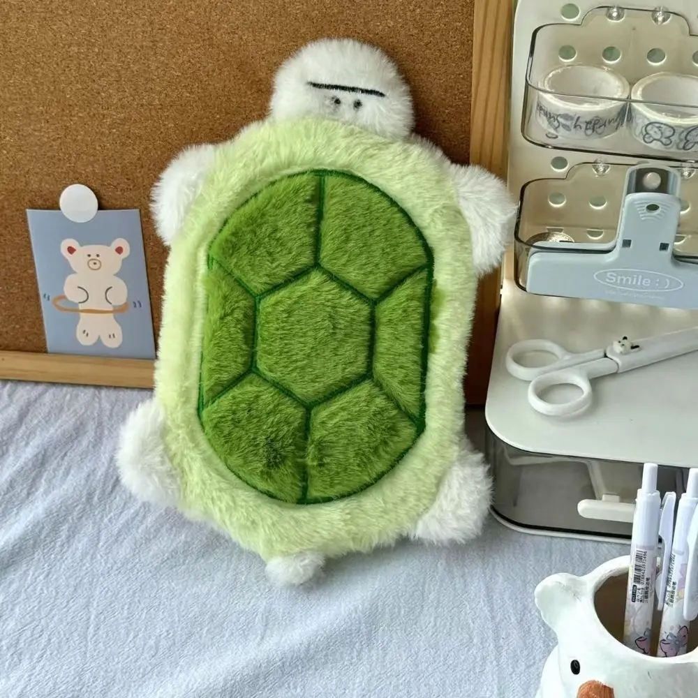 Cartoon Plush Pen Bag Little Turtle Multifunctional Stationery Bag Large Capacity Pen Box School Office