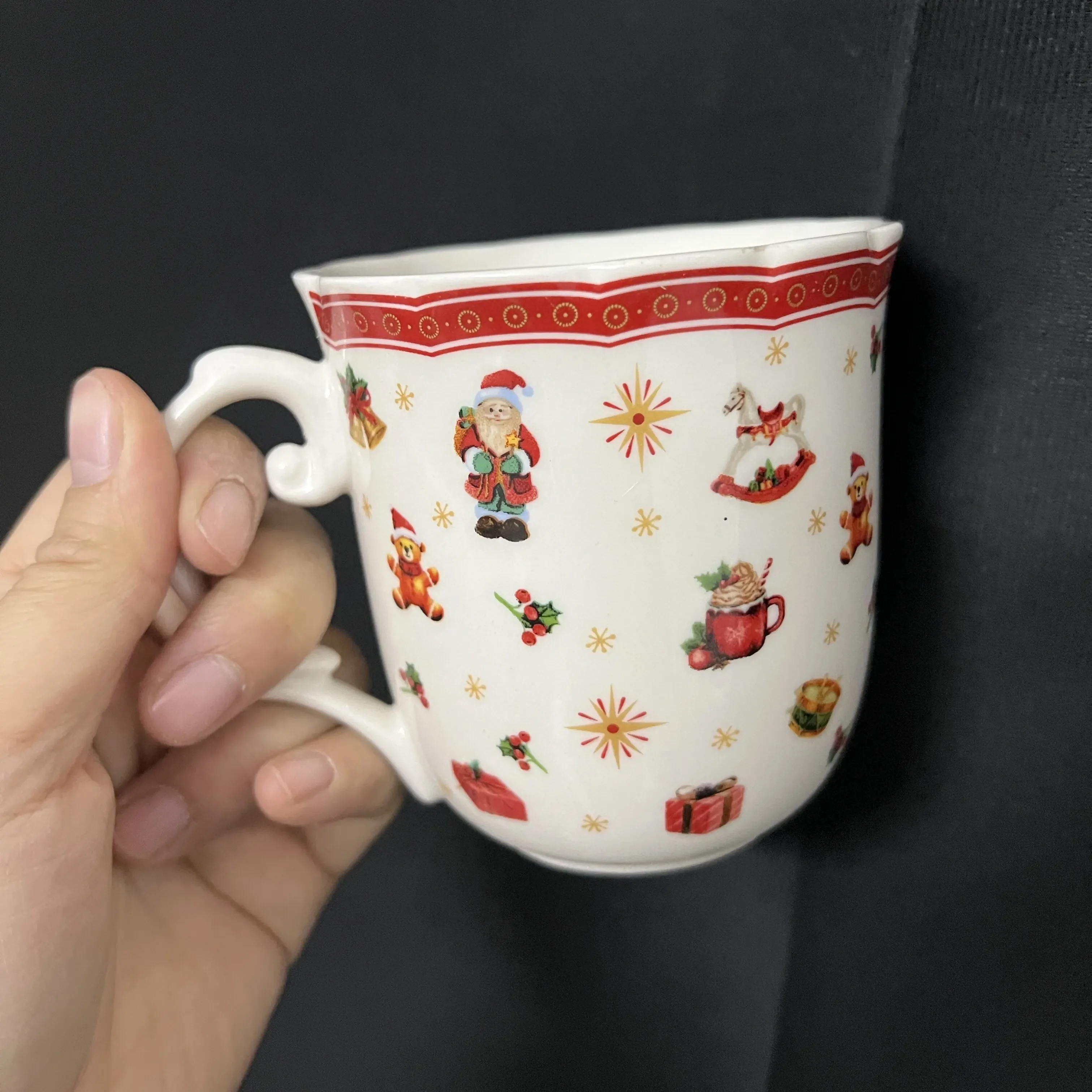 Christmas style gift full flower mug without saucer holder foreign trade export last order water cup teacup