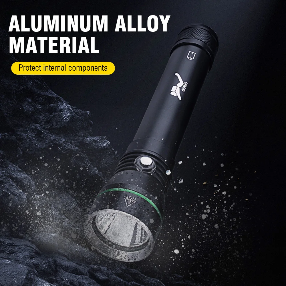 BORUiT Ultra Bright Diving Flashlight 2000LM 26650 Scuba Diving Light With Hand Rope IPX8 Waterproof  Professional Submersible