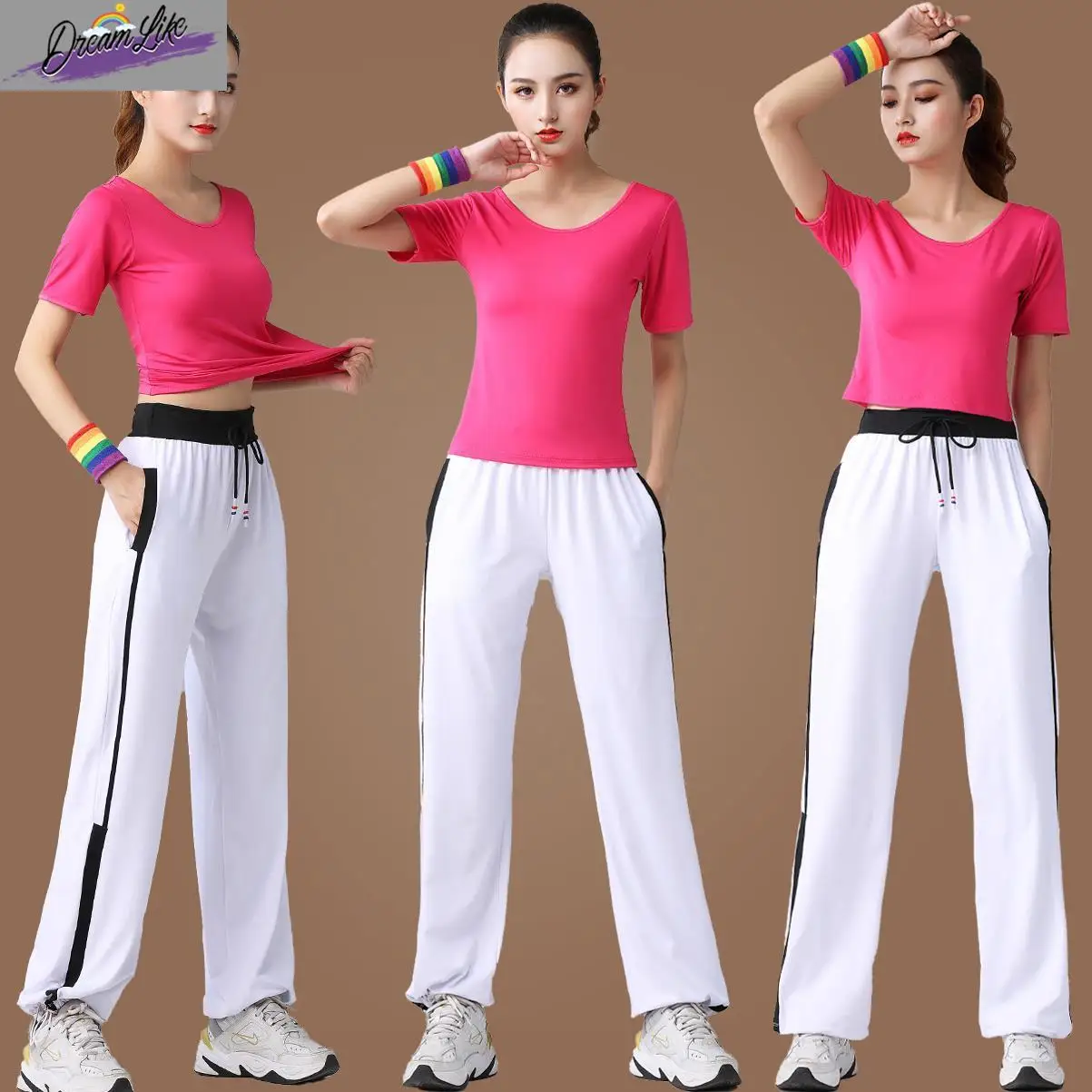 

New Square Dance Fitn Clothing Women's Summer Sportswear Modal ort Sve T-irt Dance Suit Tee-acetate Fiber 00%