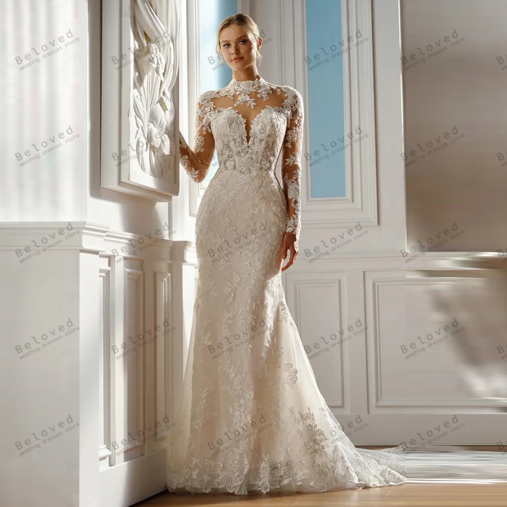 

Изысканные свадебные платья, винтажные свадебные платья, кружевные аппликации, халаты с длинными рукавами для женщин, Vestidos De Novia, индивидуальный заказ 2026