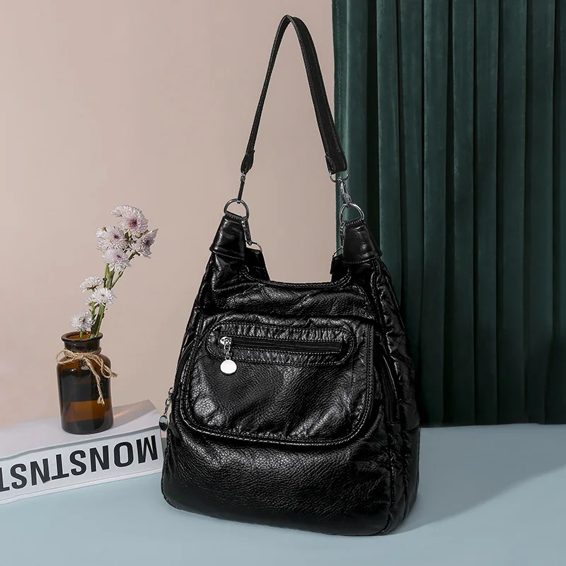 2024 Luxury  Leather Women's Shoulder Crossbody Bags High Quality Women Handbag Solid Color Cow Female Messenger Tote Sac