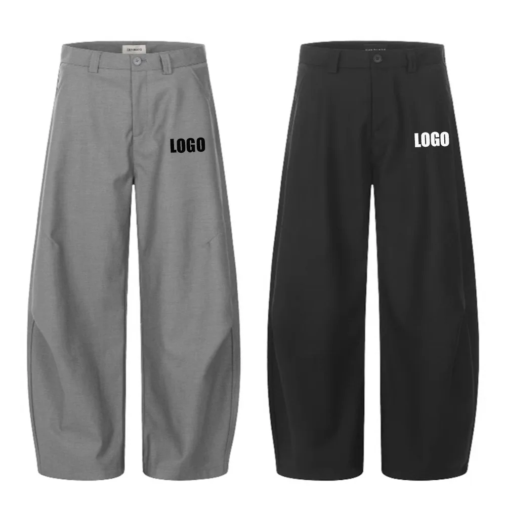 

Мужские брюки Scimitar в стиле ретро с логотипом на заказ, повседневные свободные мужские и женские простые брюки с трехмерным вырезом и плиссировкой