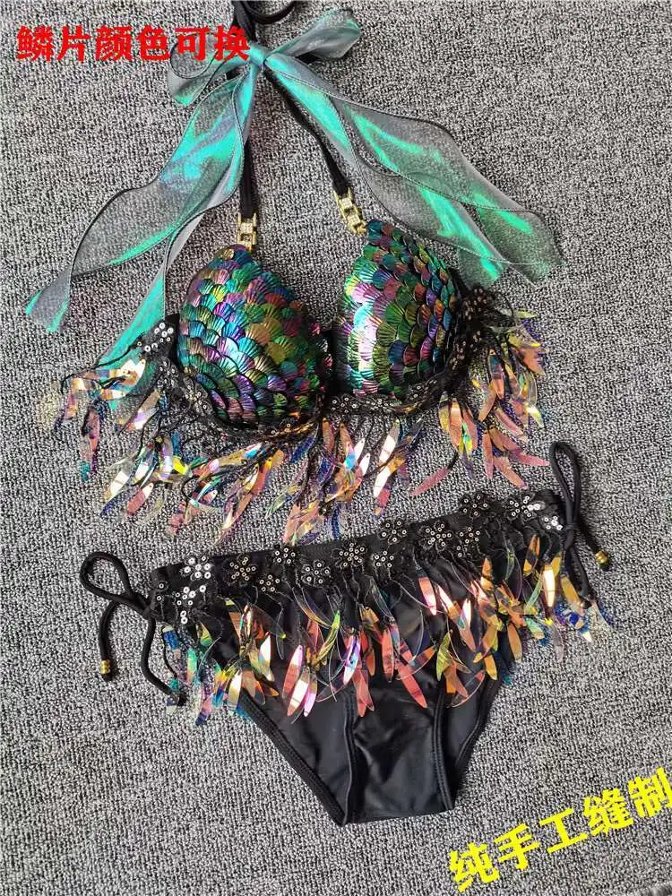 

Mermaid bra, mermaid sequin bra, free diving bikini, oceanarium performance costume, electronic syllable, unique item special
