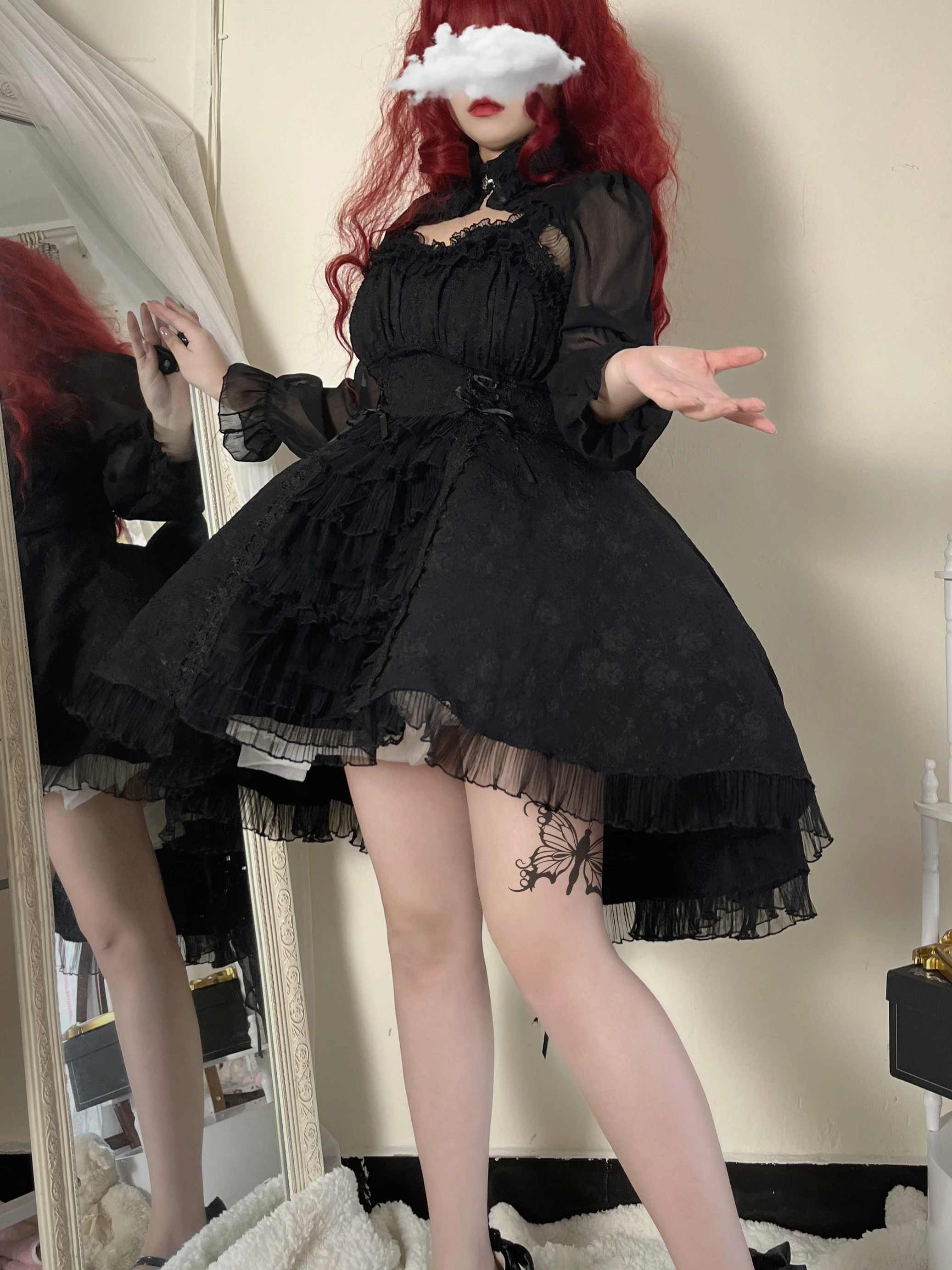 Kwiatowa suknia ślubna Lolita Gothic Dark